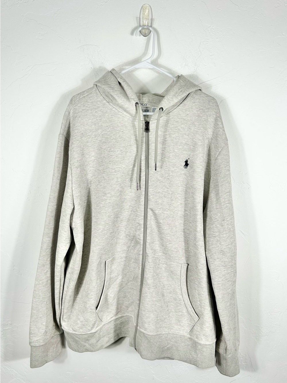 👁️ Polo Ralph Lauren Heather Grey Full Zip Hoodie Sweatshirt Men's XXL